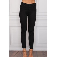 Livik Solmayan Siyah Extra Skinny  Jeans Kot Pantolon (Dar Paça)