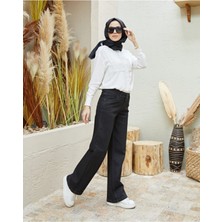 Trn JNS Kadın Süper Yüksek Bel Geniş Paça Wide Leg Jeans Pantolon