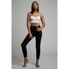 Livik Lena Kadın Siyah Solmayan Yüksel Bel Likralı Toparlayıcı Skinny Jeans Pantalon