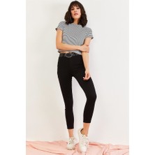 Livik Solmayan Siyah Süper Skinny  Jeans Kot Pantolon (Dar Paça)