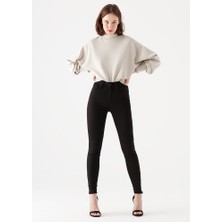 Livik Renk Vermez Siyah Extra Skinny  Jeans Kot Pantolon (Solmayan Kumaş)