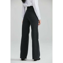 Livik Siyah Süper Yüksek Bel Wide Leg Jeans - Solmaz Kumaş