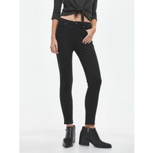 Livik Siyah Extra Skinny Jeans Kot Pantolon (Simsiyah)