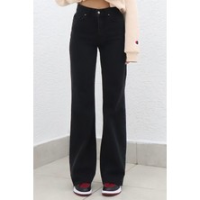 Trn JNS Kadın Süper Yüksek Bel Geniş Paça Wide Leg Jeans Pantolon