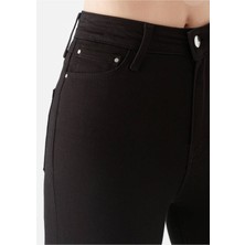 Livik Siyah Extra Skinny Jeans Kot Pantolon (Solmayan Kumaş)