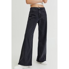 Trn JNS Kadın Süper Yüksek Bel Geniş Paça Wide Leg Jeans Pantolon