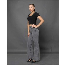 Ramrod Kadın Füme Süper Yüksek Bel  Wide Leg Jeans  Bol Paça Kot Pantolon  (Likralı)