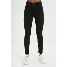 Livik Renk Vermez Solmaz Kumaşlı Skinny Jeans Çok Dar Likralı Kot Pantolon (Simsiyah)