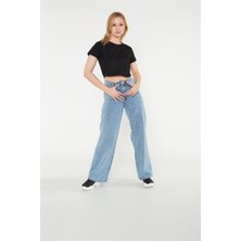 Ramrod Kadın Kar Yıkama Bol Paça Wide Leg Jeans  Salaş Geniş Paça Kot Pantolon  (Süper Yüksek Bel)