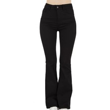 Ramrod Kadın Siyah Yüksek Bel Ispanyol Paça Pantolon Hrmy (Solmaz)