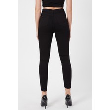 Ramrod Rose Siyah Kot Pantolon Dar Paça Yüksek Bel - Simsiyah Skinny Jeans Black Jean Solmayan Siyah