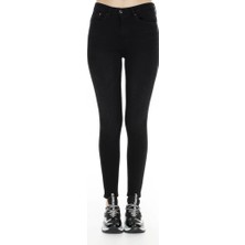 Livik Renk Vermez Siyah Extra Skinny  Jeans Kot Pantolon (Simsiyah)