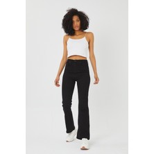 Ramrod Ispanyol Paça Flare S.i.m.s.i.y.a.h Renk Solmaz Siyah Jeans (Riklalı)