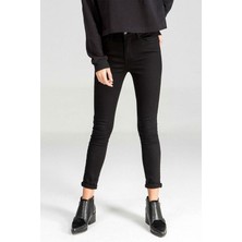 Livik Siyah Extra Skinny Jeans Kot Pantolon (Dar Paça)