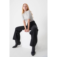Ramrod Siyah Süper Yüksek Bel 90's Wide Leg Jeans