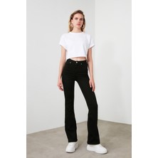 Ramrod Kadın Yüksek Bel Flare Jeans Solmayan Renk Vermeyen İspanyol Paça Kot Pantolon %97 Pamuk
