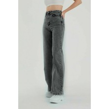 Livik  Kadın Mccliny Füme Salaş Likralı Kot Pantolon -Denim Kot Pantolon