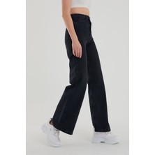 DRC Siyah Süper Yüksek Bel Wide Leg Jeans - Solmaz Kumaş