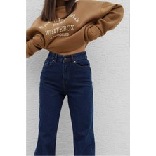 Livik  H.g Koyu Mavi Rahat Kalıp Salaş  Yüksek Bel Kot Pantolon