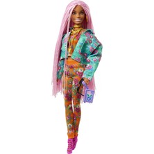 Barbie® Extra Bebek ile Hayvan Dostu DJ Fare, pembe renkli çok uzun örgülü saçlı, çiçek desenli ceket, bükülebilen esnek eklemli, 3 yaş ve üzeri GXF09