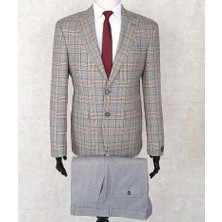 Jan Carlucci Erkek Slim Fit Sivri Yaka Gri Drop 6 Takım Elbise