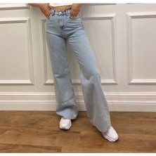 Ramrod Extra Yüksek Bel Likralı Kar Yıkamalı Wide Leg Jean Geniş Paça Kot Pantolon