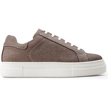 Deery Hakiki Deri Vizon Rengi Sneaker Kadın Ayakkabı