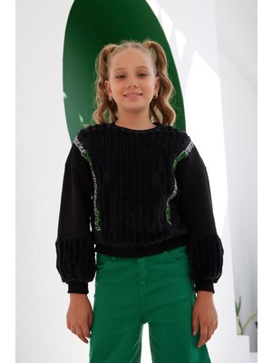 Little Star Kız Çocuk You Are Perfect Kürklü Kolu Peluş Sweatshirt