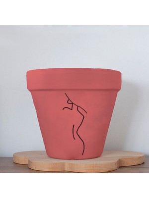 Dekozayn Home Minimalist Kadın 3 Figürlü Renkli El Yapımı Boyama 13 cm Yalı Saksı