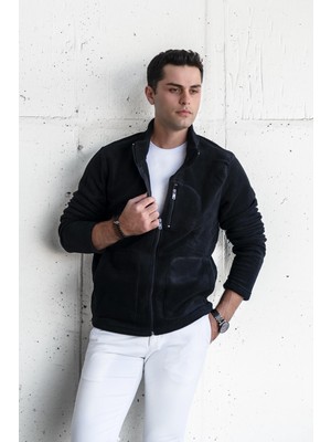 Akçaylar Polar Slimfit Fermuarlı Dik Yaka Erkek Hırka