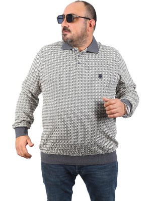 Starbattal Büyük Beden Erkek Sweatshirt Polo Yaka 22714-ANTRASIT