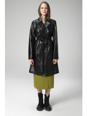 Dericlub WM039 Gerçek Deri Kadın Trençkot