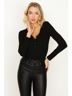 Select Moda Kadın Uzun Kollu Alttan Çıtçıtlı Body
