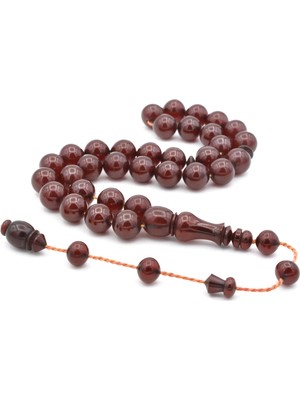 Murty99 Usta Yapımı Sistemli Küre Kesim Kahverengi Sıkma Kehribar Tesbih 200