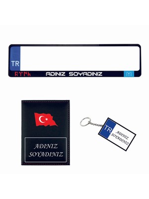 Dnslgrup Plakalık Kişiye Özel Araç Plakalık Ruhsat Kabı Anahtarlık Set