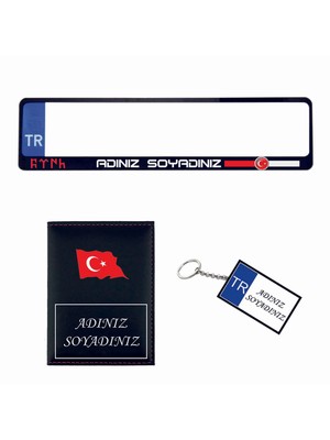 Dnslgrup Plakalık Kişiye Özel Araç Plakalık Ruhsat Kabı Anahtarlık Set