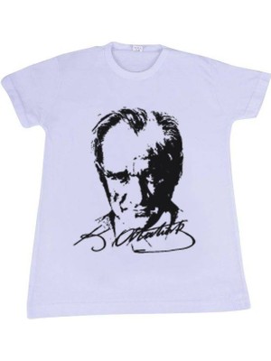 Atatürk Baskılı Çocuk Tshirt | Beyaz