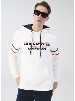 Lee Cooper Kapüşon Yaka Kirik Beyaz Erkek Sweatshirt 231 Lcm 241047 Athel Off White