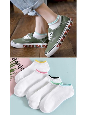Worthy Socks 5'li Koton Kadın Beyaz Patik Çorap