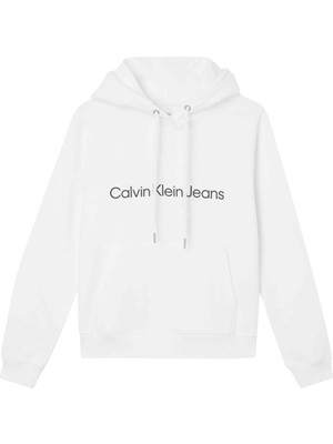 Calvin Klein Kapüşon Yaka Beyaz Kadın Sweatshirt J20J220254YAF