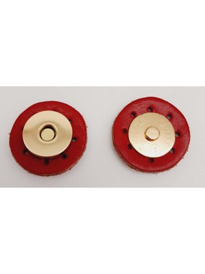 Angel Çanta Aksesuar Gerçek Derili Mıknatıslı Çıtçıt Kırmızı Light Gold Metalli