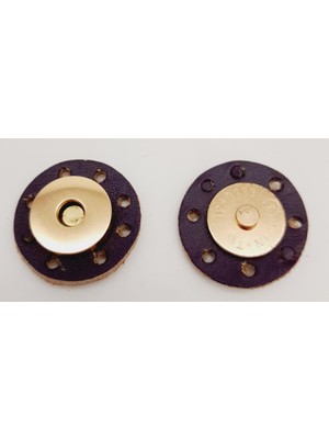 Angel Çanta Aksesuar Gerçek Derili Mıknatıslı Çıtçıt Mor Light Gold Metalli