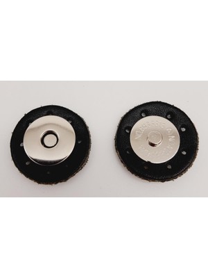 Angel Çanta Aksesuar Gerçek Derili Mıknatıslı Çıtçıt Siyah Gümüş Metalli