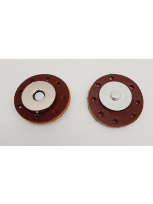 Angel Çanta Aksesuar Gerçek Derili Mıknatıslı Çıtçıt Kızıl Kahve Gümüş Metalli