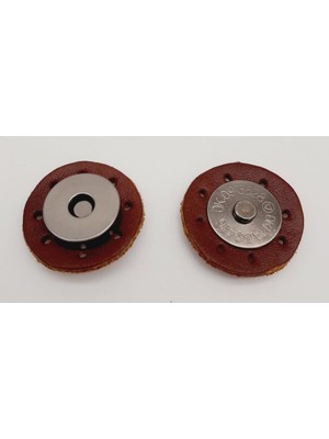 Angel Çanta Aksesuar Gerçek Derili Mıknatıslı Çıtçıt Kızıl Kahve Füme Metalli