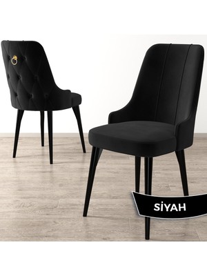 Canisa Concept Enoa Serisi, Siyah Gürgen Ayaklı Sandalye, 1.sınıf Babyface Kumaş Sandalye, Gold Halkalı, 1 Adet
