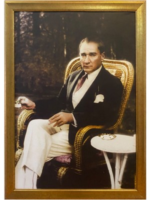 Yaldız Çerçeveli Atatürk Portresi - Atatürk Tablo 55X75CM