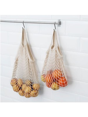 IKEA File Torba, Natürel 2 Li Pamuk Yıkanır Alışveriş Filesi