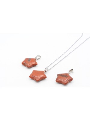 Murty99 Hakiki Doğal Jasper Taşı Yıldız Kolye Ucu 1.kalite