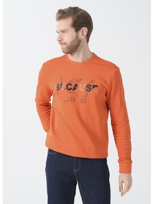 Fabrika Sports O Yaka Düz Turuncu Erkek Sweatshirt Barcos